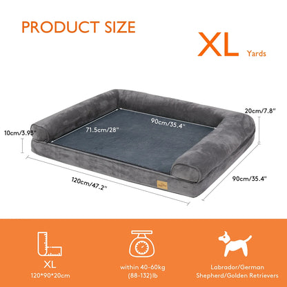 Extra großes orthopädisches Hundebett – Plüsch-Couch-Stil-Matratze mit abnehmbarer, waschbarer Bezug und weichem Schaumstoff