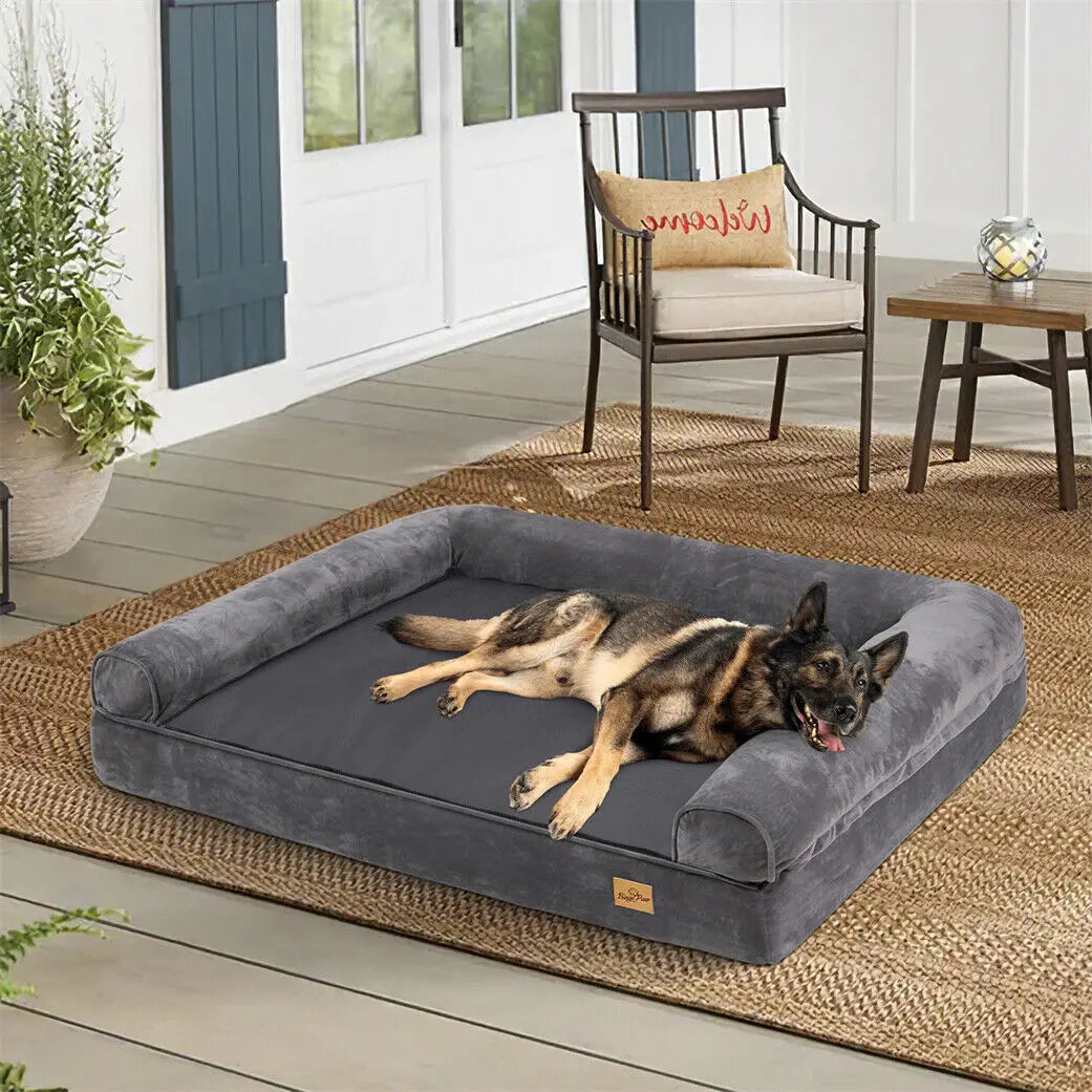 Extra großes orthopädisches Hundebett – Plüsch-Couch-Stil-Matratze mit abnehmbarer, waschbarer Bezug und weichem Schaumstoff