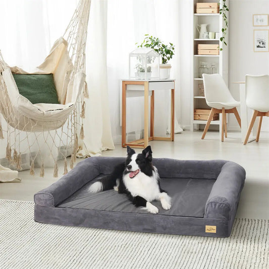 Extra großes orthopädisches Hundebett – Plüsch-Couch-Stil-Matratze mit abnehmbarer, waschbarer Bezug und weichem Schaumstoff