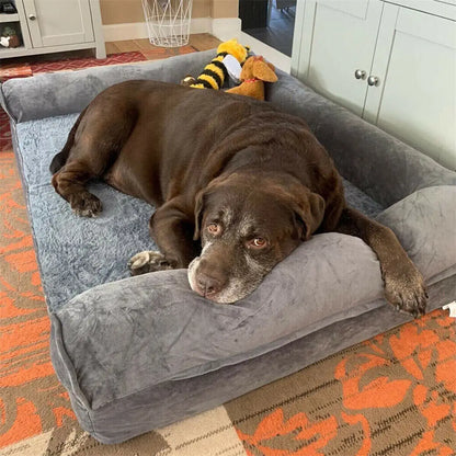 Extra großes orthopädisches Hundebett – Plüsch-Couch-Stil-Matratze mit abnehmbarer, waschbarer Bezug und weichem Schaumstoff