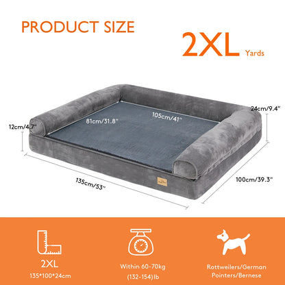 Extra großes orthopädisches Hundebett – Plüsch-Couch-Stil-Matratze mit abnehmbarer, waschbarer Bezug und weichem Schaumstoff