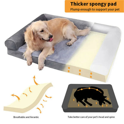 Extra großes orthopädisches Hundebett – Plüsch-Couch-Stil-Matratze mit abnehmbarer, waschbarer Bezug und weichem Schaumstoff